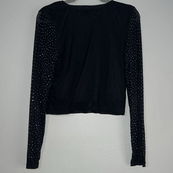 Haute Monde semi sheer mesh studded sequin blouse - Picture 8 of 8